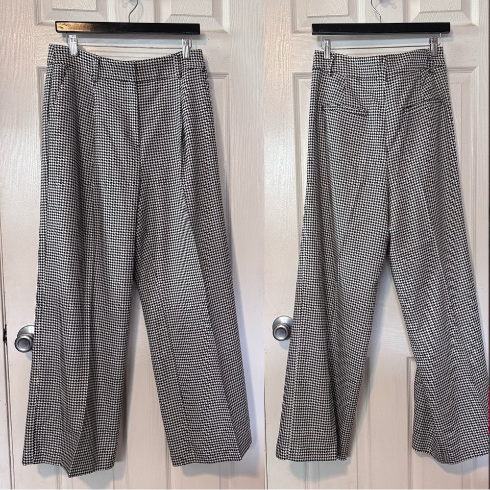 Ann Taylor Houndstooth Pants 6 High Waisted Wide Leg
